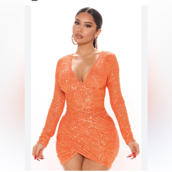 Fashion Nova Dresses & Skirts - Fashion Nova Orange Sparky Dress Size Medium
